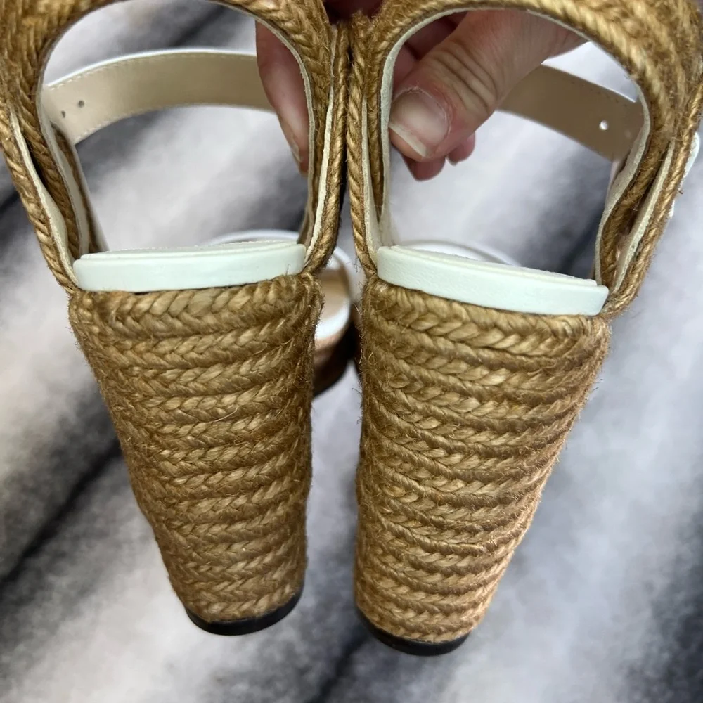 Jimmy Choo Delphi 100 Vao Latte Vachetta Leather Rope Wedges Espadrille